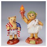 2pc Halcyon Days Olympic Teddy Bear Figurines...