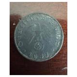 1941-D German 10 Reichspfennig Swastika Coin