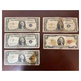 Vintage US Currency Lot 4 Silver Certificates &...