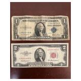 Vintage US Currency Lot $2 Red Seal 1953A and...