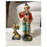 2 Resin Clown Figures 11' Hobo 6' Italian