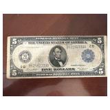 1914 $5 New York Large Size Reserve Note Horse...
