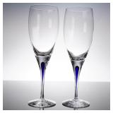 Pair Orrefors Intermezzo Blue Wine Glasses...