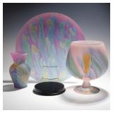 3pc Reuven Art Nouveau Frosted Satin Glass Set...
