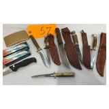 Various knives and sheaths