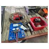 vac pump, grease gun, ac charger tools,hose