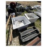 3 sink,  2 plastic and 1 metal