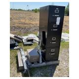 metal file cabinet, propeller, pipe