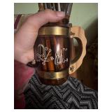 vintage Siesta Ware amber glass mug featuring a