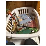 A basket full of Christmas bags and cards