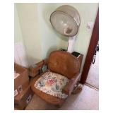 A vintage hair drying barber chair