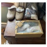 three pairs of house shoes