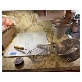 Cutting boards and strainer baskets and juice mill