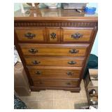 Five drawer wooden dresser