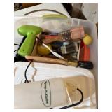 Plastic tote of miscellaneous items
