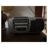 Vintage radio, vintage clock and a turtle