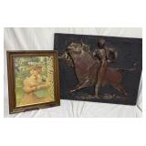 Matador Bull 1960's 3D relief wall & Girl Picture
