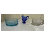 Coin Glass Pitcher / Glass Dish & Fenton Glass