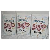 3 Vintage Springfield Banjo Club Signs