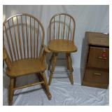Wood File Cabinet, Swivel Chair, Rocking Chair