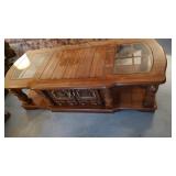 Vintage Glass Top Coffee Table with Storage