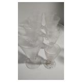 8 Etched Glass Stem Glasses