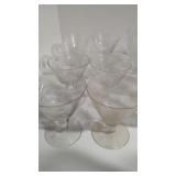 8 Etched Glass Stem Glasses