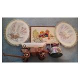 Mixed Lot-Shell Art, Embroidery, Wagon Lamp