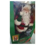 Animated Lamp Post Santa in Box - Untested