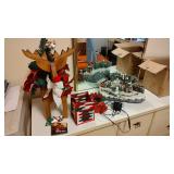 Christmas Lot-Fiber Optic Decor, Reindeer, etc