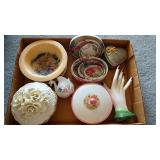 Mixed Lot - Hand Figure, Trinket Boxes, Wax...