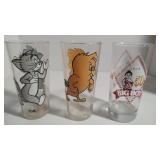 Lot of 3 Character Glass Tumblers - Tom, Hawk,...