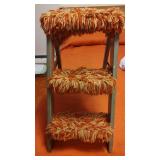 Painted Wood 3 Step Stool w/Retro Shag Carpet