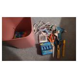 Plastic Trash Can w/Craft Supplies