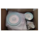 Mid Century Sevron Blue Lace China Set