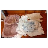 Mixed Lot of Linens-Rugs, Lace Curtains on Rod,...