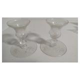 Pair of Etched Glass Candleholders