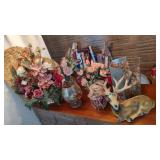 Shelf Contents - Ceramic Deer, Florals, etc.