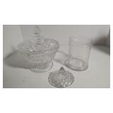 Lidded Glass Candy Dish, Matching Small Lid &...