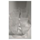 8 Etched Glass Stem Glasses