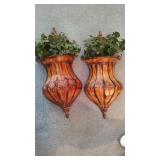 Pair of Metal Tuscan Style Wall Vases