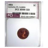 1954 Cent PCI MS68 RB PL Cameo Canada