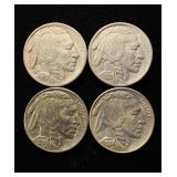 1915, 20, 36, 38 Buffalo Nickels AU/UNC Group of 4