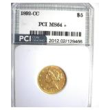 1892-CC Gold $5 MS64+ LISTS $45000