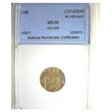 1789 2 Stuivers NNC MS64 Holland Netherlands