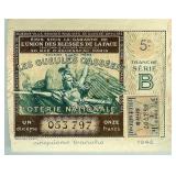 1942 French National Lottery Ticket