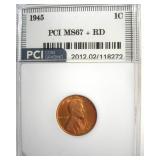 1945 Cent MS67+ RD LISTS $6250