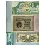 10 Vintage Bank Notes British India France China