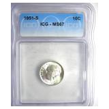 1951-S Dime ICG MS67