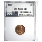 1929 Cent MS67 RD LISTS $1500